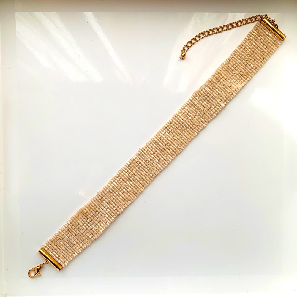 Rose Gold Blush Seed Bead Choker Necklace